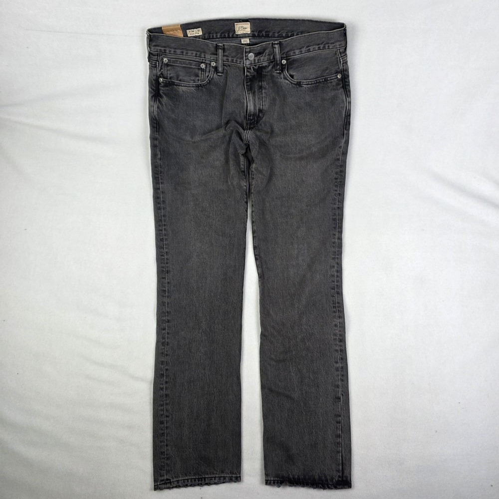 J Crew 770 Straight Jeans Mens 34x32 Faded Black Stretch New Distressed Denim